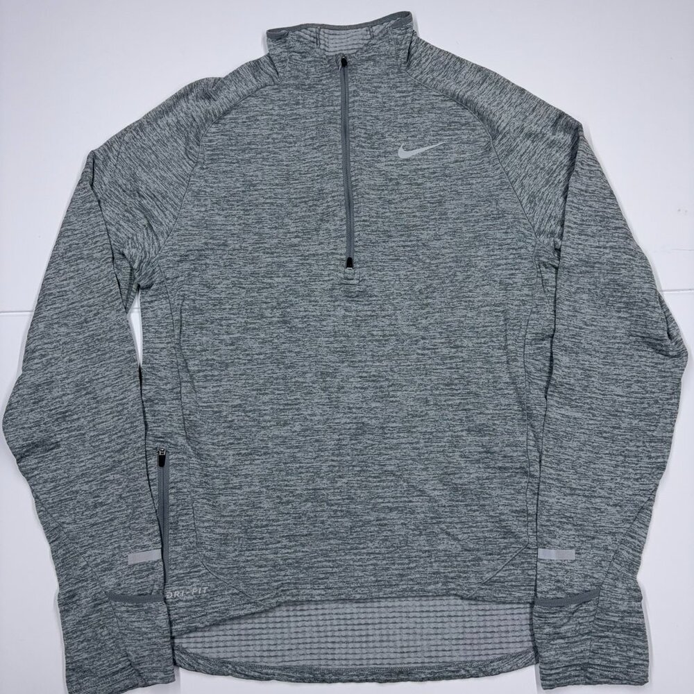 Nike Men's Sweatershirt Half Zip Running Dri Fit Thumb Hole Gray - Size Small - Picture 1 of 11